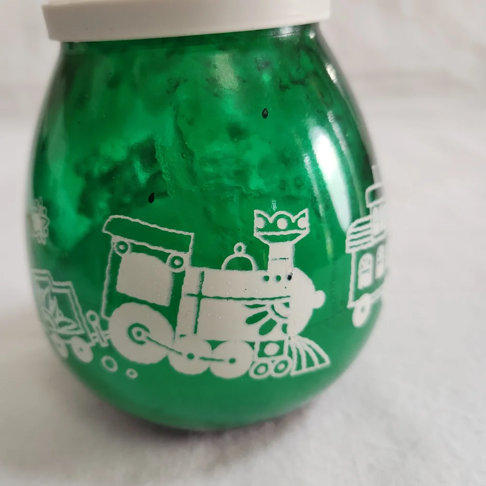 Vintage Green Glass Jar with Train Candle